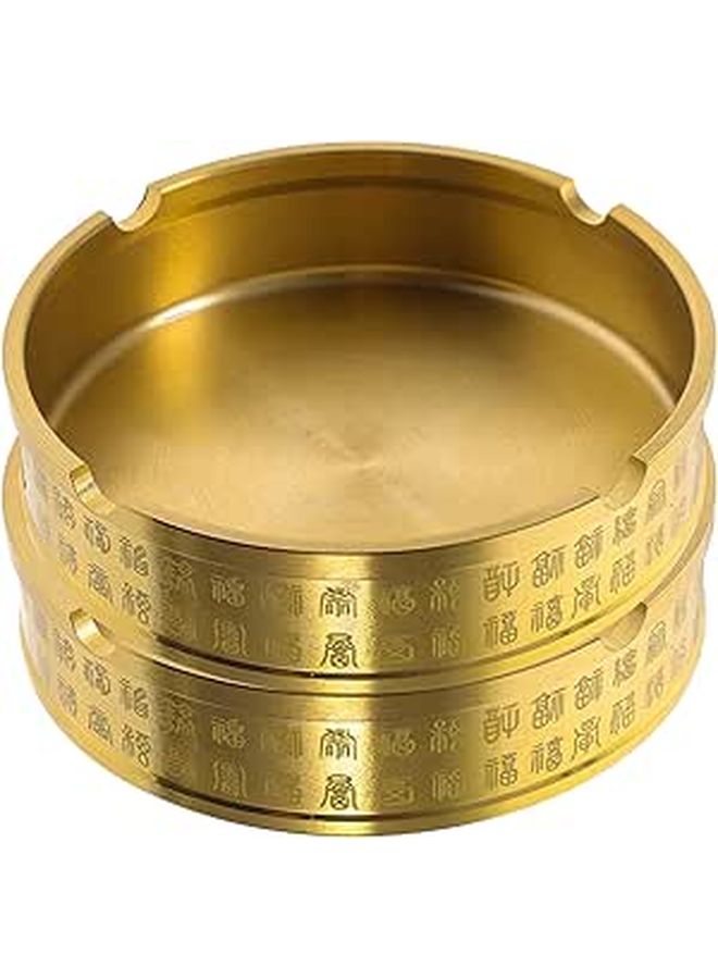 2Pcs Brass Ashtray Set Modern Minimalist Round Non Slip for Cigar Cigarette Living Room Patio Bar Office - Image 1