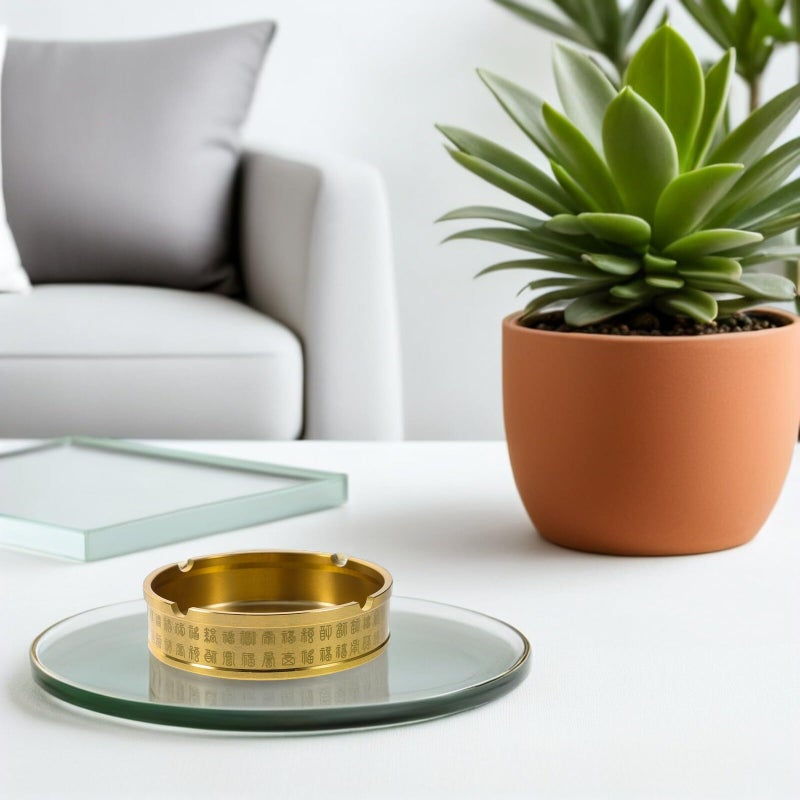 2Pcs Brass Ashtray Set Modern Minimalist Round Non Slip for Cigar Cigarette Living Room Patio Bar Office - Image 5
