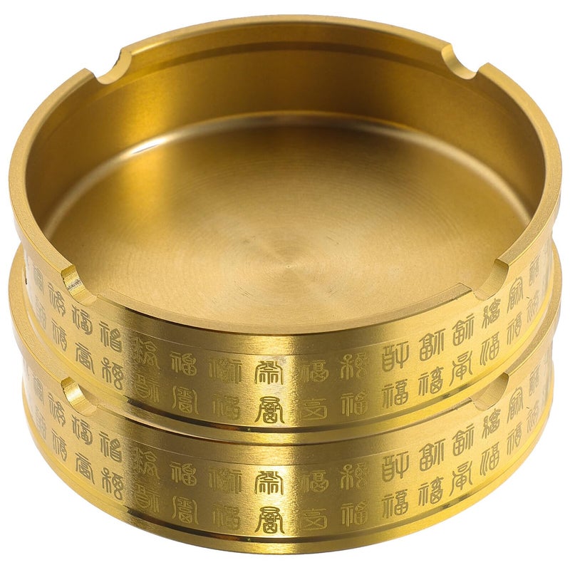 2Pcs Brass Ashtray Set Modern Minimalist Round Non Slip for Cigar Cigarette Living Room Patio Bar Office - Image 2