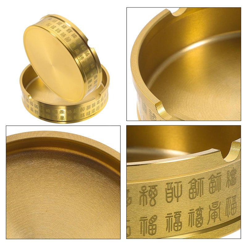 2Pcs Brass Ashtray Set Modern Minimalist Round Non Slip for Cigar Cigarette Living Room Patio Bar Office - Image 4