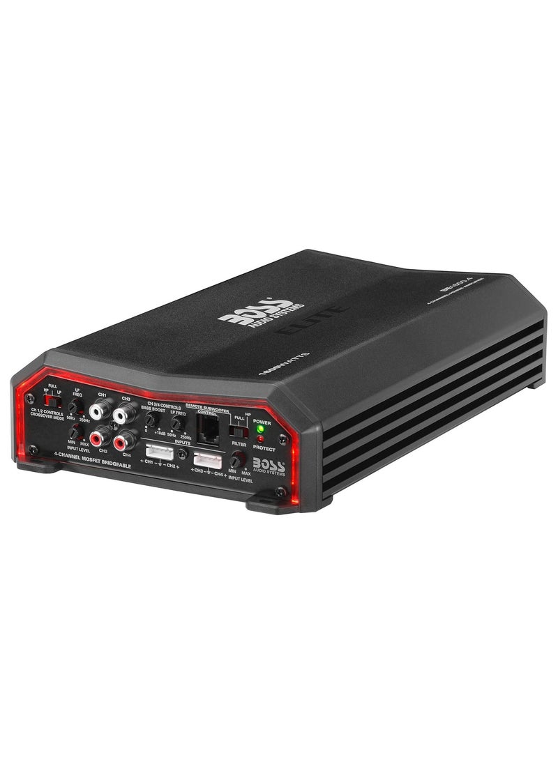 BOSS AUDIO SYSTEMS - BOSS Audio Systems Elite BE1600.4 4 Channel Car Amplifier - 1600 Watts, Full Range, Class AB, 2-8 Ohm Stable, Mosfet Power Supply, Bridgeable - Image 1