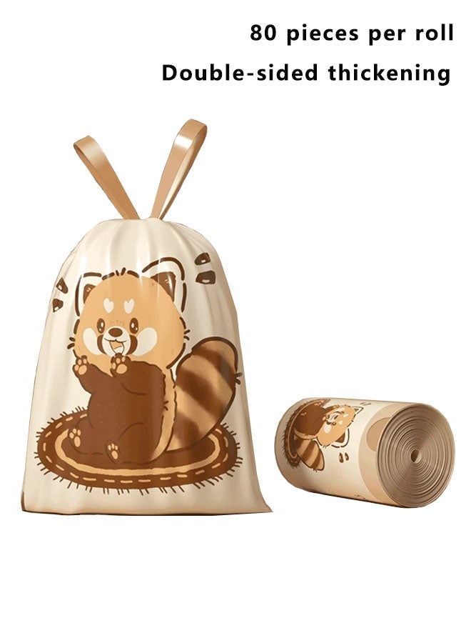 Okiss Household garbage bags, 80 bags per roll, double-layered, portable kitchen large plastic bags with raccoon print, 45x50cm - Image 1