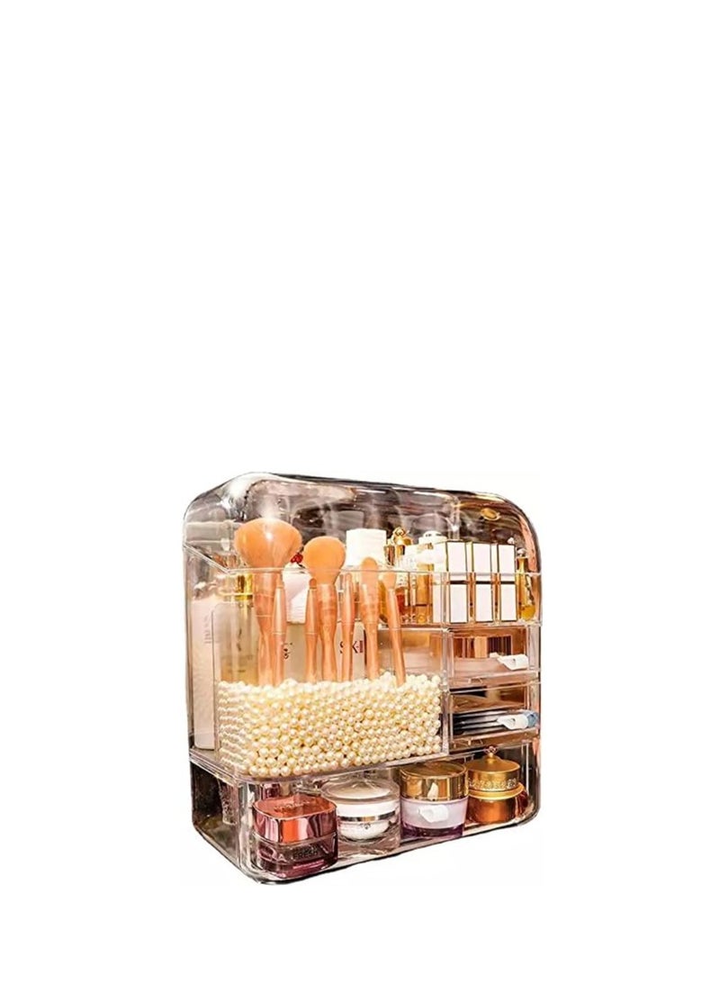 LIMOS Cosmetic Multifunctional Makeup Organizer with Pearls Dustproof Cosmetics Storage Display Case For Brushes Lipsticks - Image 2