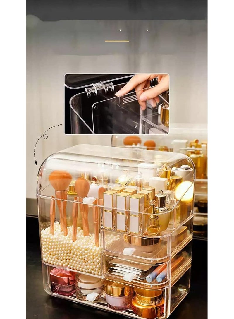 LIMOS Cosmetic Multifunctional Makeup Organizer with Pearls Dustproof Cosmetics Storage Display Case For Brushes Lipsticks - Image 3