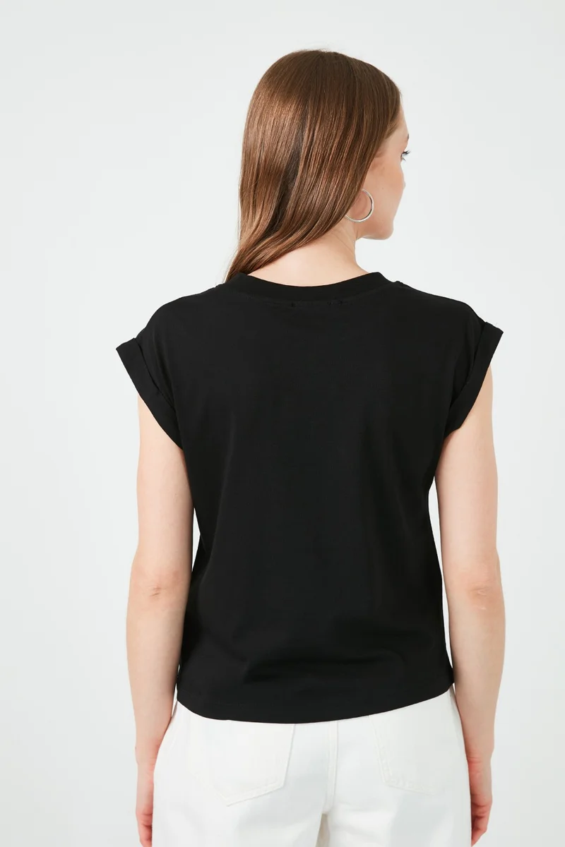 ليلا Crew Neck 100% Cotton Basic Tshirt Women's Tshirt 5864121