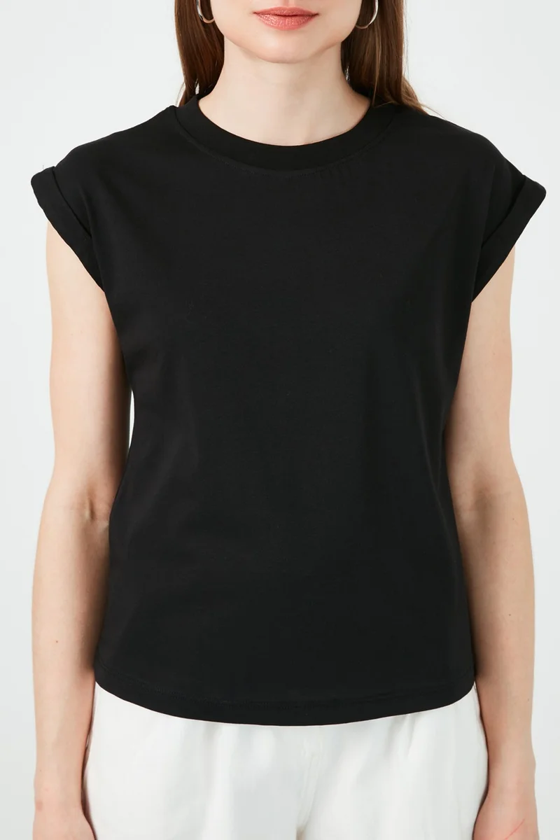 ليلا Crew Neck 100% Cotton Basic Tshirt Women's Tshirt 5864121