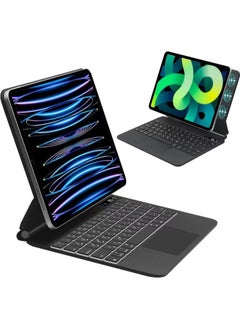 Captaintech Arabic Magic Keyboard for iPad Air 6th 11 Inch M2 (2024) iPad Air 5th 10.9 Inch (2022)/Air 4th 10.9 Inch (2020) iPad Pro 11 inch (2022/2021/2020/2018) with Magnetic Back Cover, Smart Trackpad Backlit  - Image 1