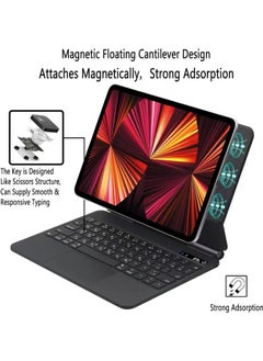 Captaintech Arabic Magic Keyboard for iPad Air 6th 11 Inch M2 (2024) iPad Air 5th 10.9 Inch (2022)/Air 4th 10.9 Inch (2020) iPad Pro 11 inch (2022/2021/2020/2018) with Magnetic Back Cover, Smart Trackpad Backlit  - Image 5