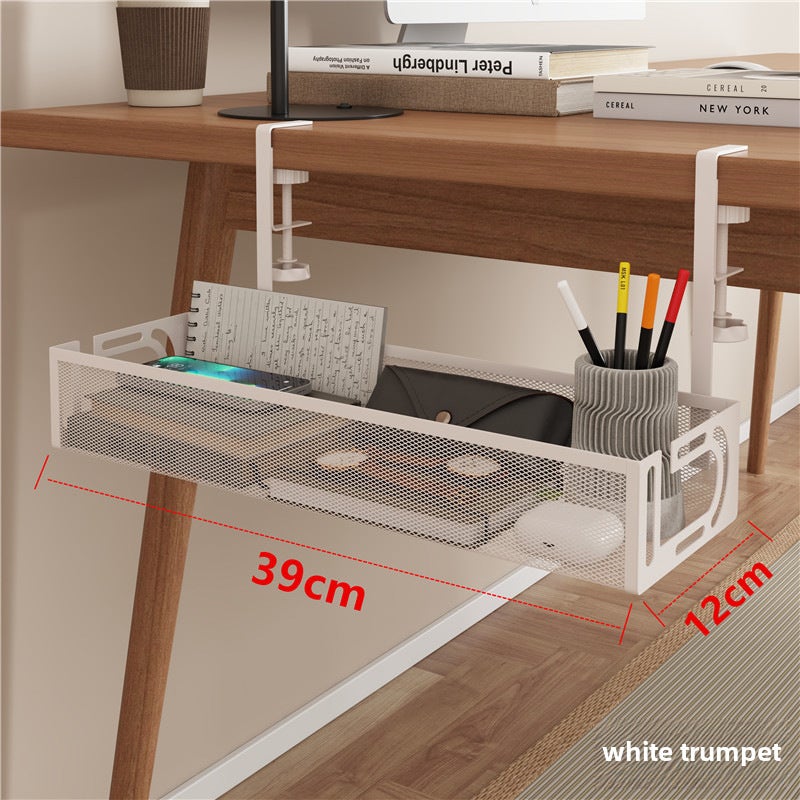 Ins under-table storage rack socket arrangement rack cable management support under-table wire PDU plug-in rack without punching(Small size white row rack 1 pack) - Image 1