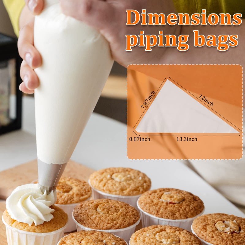 XSEINO Disposable Piping Bags, 12 Inch - 150PCS Heavy Duty Anti Burst Pastry Bags With Bump Non-slip Design For Icing and Frosting and Cookies Decoration Bags(Thickened) - Image 2