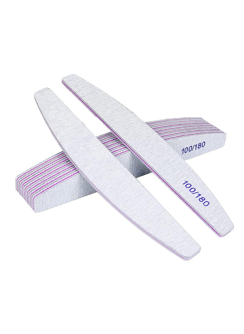 Premify 8pcs Nail File Set, Professional Washable Double-Sided 100/180 Grit Nail Files, Emery Board Manicure Tools For Shining Nails, Shape Your Nails with Smooth Edges  - Image 1