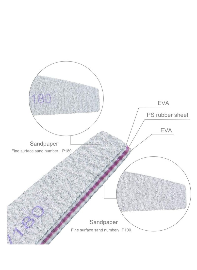 Premify 8pcs Nail File Set, Professional Washable Double-Sided 100/180 Grit Nail Files, Emery Board Manicure Tools For Shining Nails, Shape Your Nails with Smooth Edges  - Image 4