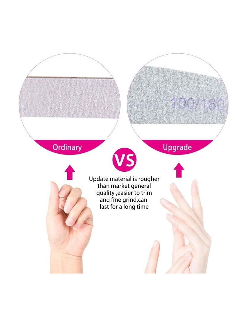 Premify 8pcs Nail File Set, Professional Washable Double-Sided 100/180 Grit Nail Files, Emery Board Manicure Tools For Shining Nails, Shape Your Nails with Smooth Edges  - Image 5