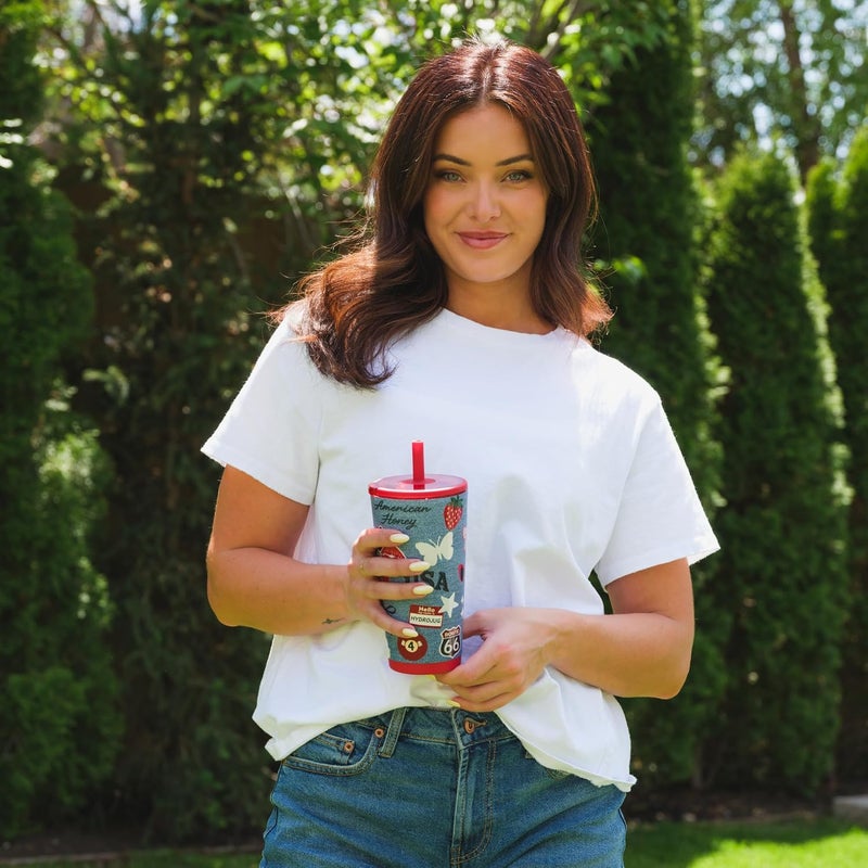 إبريق مائي HydroJug Everyday Tumbler 14 أوقية – كوب معزول مبطن بالسيراميك مع قشة وغطاء ناعم الملمس، مناسب لحامل الأكواب، عزل مزدوج الجدران بالتفريغ، كوب سفر قابل لإعادة الاستخدام – فهد بني - Image 3