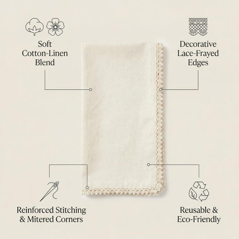 ACCENTHOME Natural Cloth Napkins Set of 12 18x18 inch Cotton Dinner Napkins - Washable Soft Premium Hotel Quality Reusable Napkins Perfect Table Napkins for Family Dinners, Weddings & Everyday Use - Image 2