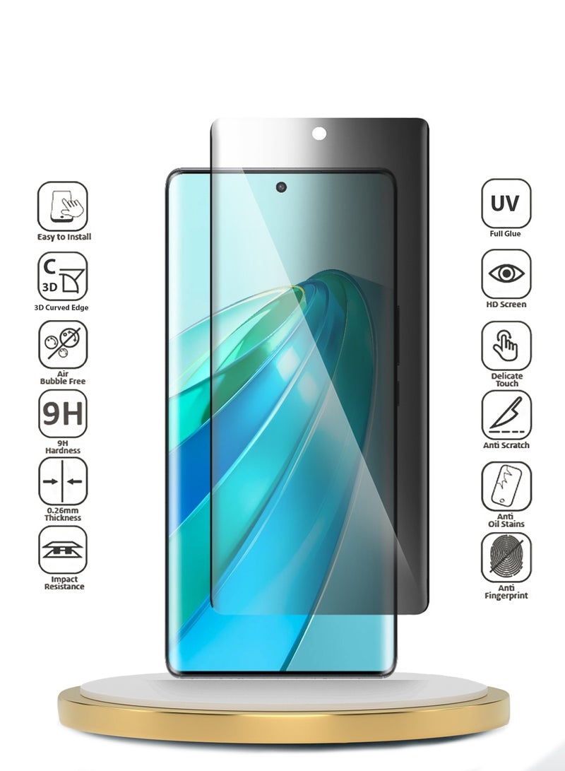 Wtech Honor X9a 5G 2023 Premium Curved Edges UV Full Glue Full Cover Privacy Tempered Glass Screen Protector (MSGUCP) - Clear - Image 2