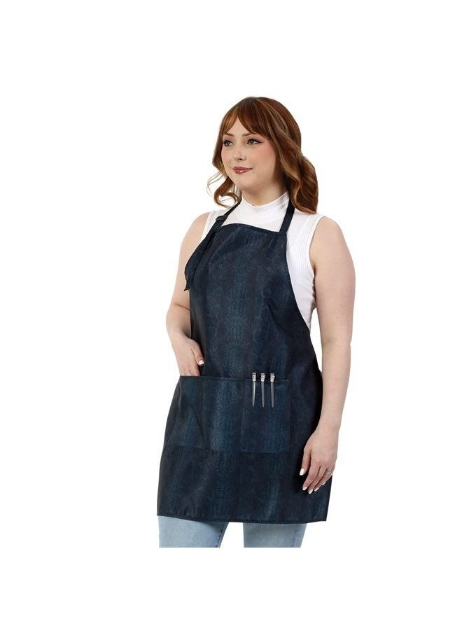 Plum Hill Snakeskin Hair Stylist Apron for Cosmetology, Nail Tech, Esthetician, Make-up Artist - Waterproof Bleach Proof - Hairdresser Apron with Pockets  - Image 1
