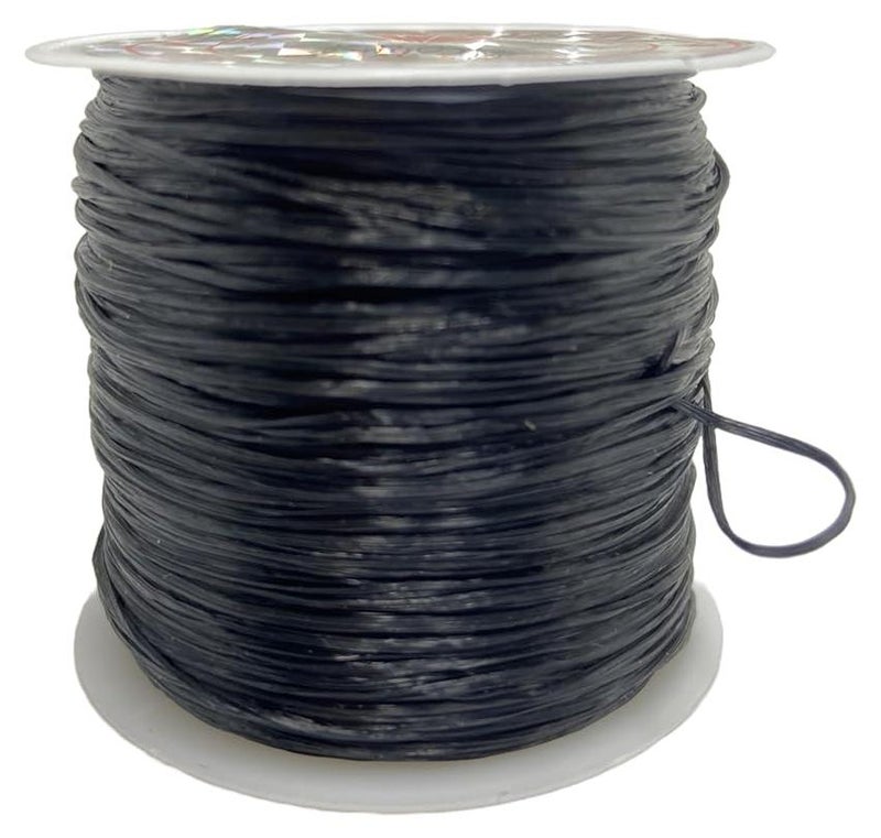 Self Lub Elastic Crystal Stretch Cord for Jewelry Making – Flat Beading Thread for Bracelets, Anklets, DIY Crafts – Durable, Clear Elastic String for Beads & Charms (Black, 50 Meter, 0.5 mm) - Image 1