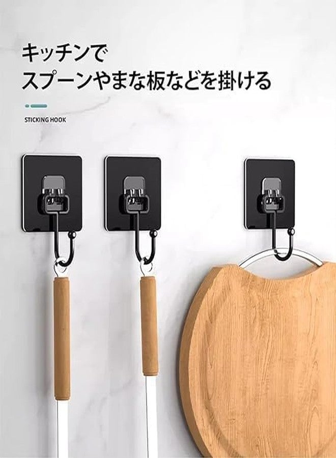 VOLDOT Large Adhesive Hooks for Wall Heavy Duty Waterproof Wall Hooks for Hanger Hooks, Stainless Steel Towel and Coats Wall Hook to Use Inside Kitchen, Bathroom, Home and Office (Black) (10 pcs) - Image 3