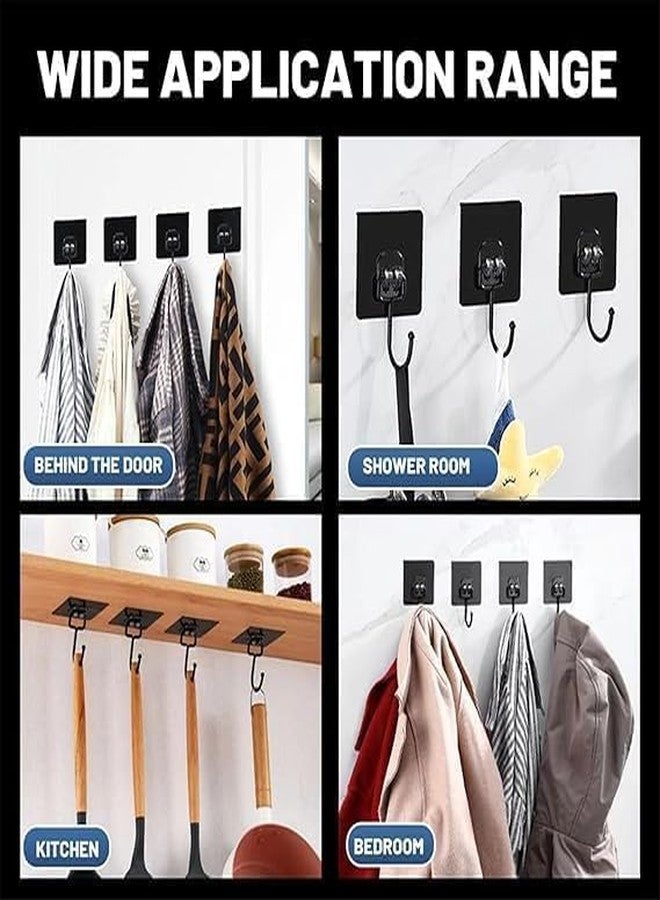 VOLDOT Large Adhesive Hooks for Wall Heavy Duty Waterproof Wall Hooks for Hanger Hooks, Stainless Steel Towel and Coats Wall Hook to Use Inside Kitchen, Bathroom, Home and Office (Black) (10 pcs) - Image 5