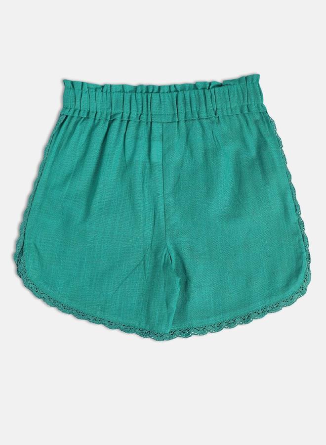 MINIKLUB Girls Embroidered Cotton Shorts with Scalloped Hem - Image 2