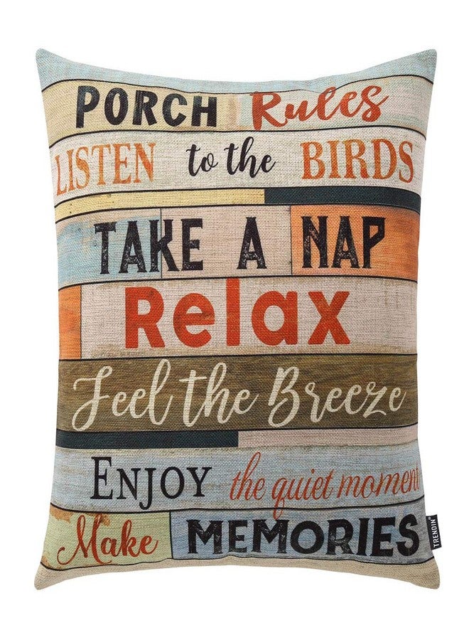 TRENDIN Square Pillow Cover - 18 X 18 Inch Decorative Throw Pillowcase, Porch Rules PL240TR - Image 1
