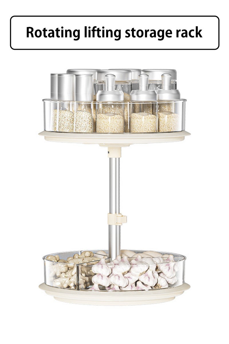 LOOPITYS 2 Tier Lazy Susan Organizer 360° can be lift and lower Clear Turntable for Cabinet Spice Rack Bathroom Countertop Pantry Desktop organization and Bedroom cosmetics organization, with Clear large capacity rotating rack (11 Inch, White) - Image 2