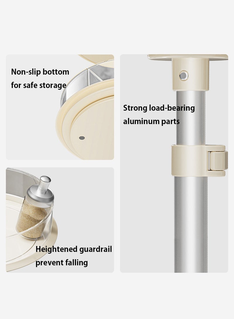 LOOPITYS 2 Tier Lazy Susan Organizer 360° can be lift and lower Clear Turntable for Cabinet Spice Rack Bathroom Countertop Pantry Desktop organization and Bedroom cosmetics organization, with Clear large capacity rotating rack (11 Inch, White) - Image 3