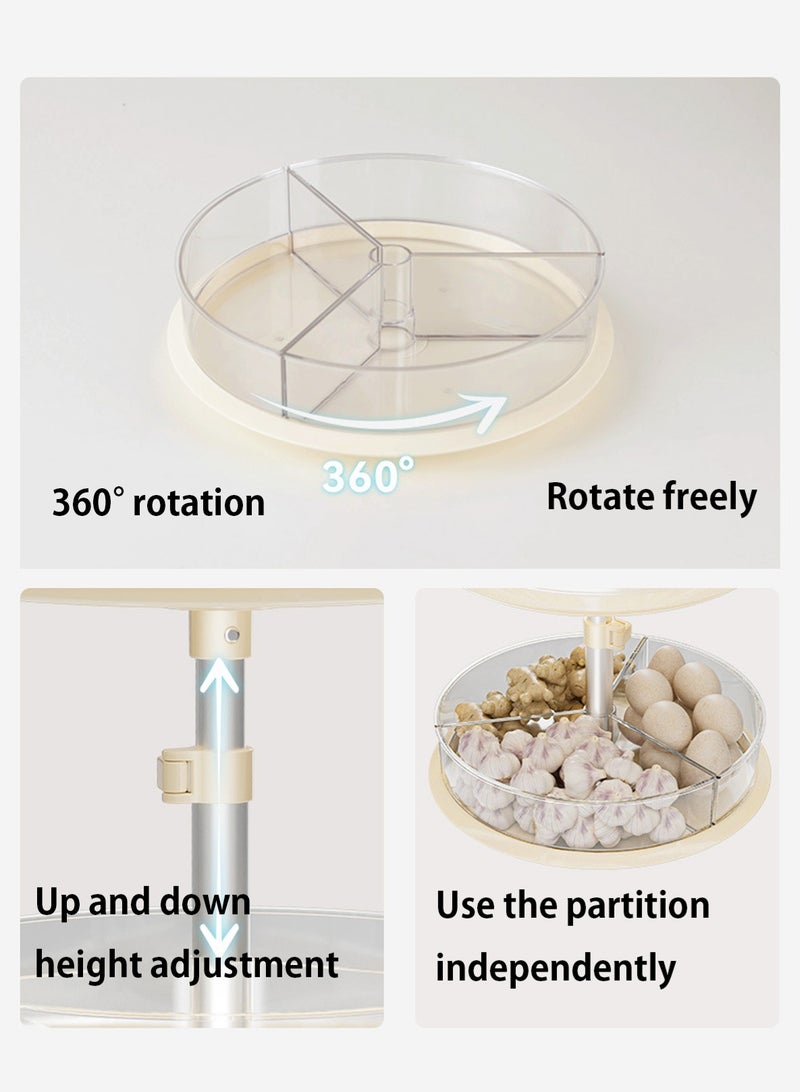 LOOPITYS 2 Tier Lazy Susan Organizer 360° can be lift and lower Clear Turntable for Cabinet Spice Rack Bathroom Countertop Pantry Desktop organization and Bedroom cosmetics organization, with Clear large capacity rotating rack (11 Inch, White) - Image 4