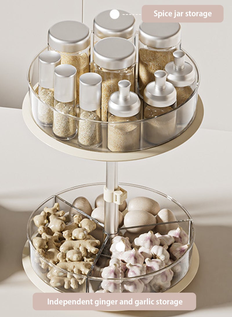 LOOPITYS 2 Tier Lazy Susan Organizer 360° can be lift and lower Clear Turntable for Cabinet Spice Rack Bathroom Countertop Pantry Desktop organization and Bedroom cosmetics organization, with Clear large capacity rotating rack (11 Inch, White) - Image 5