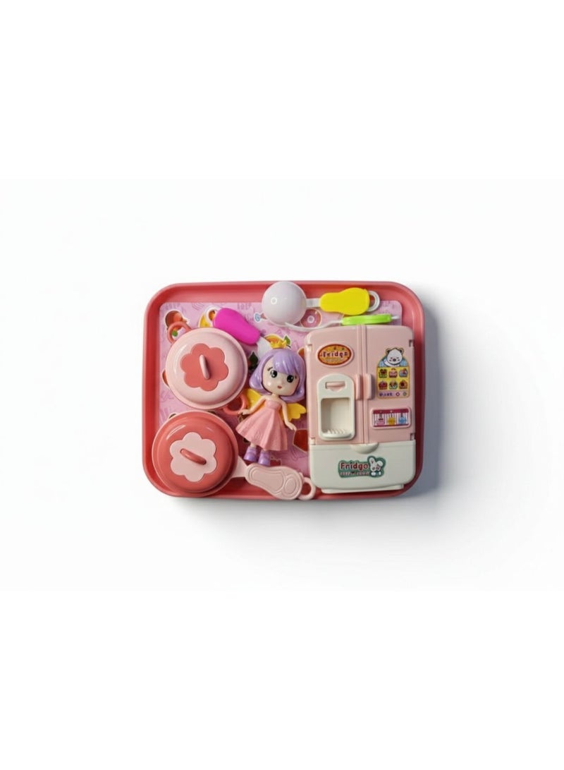 Kids Dessert Shop Playset with Doll, Fridge & Kitchen Accessories | Pretend Role Play Toy for Imaginative Fun 3+