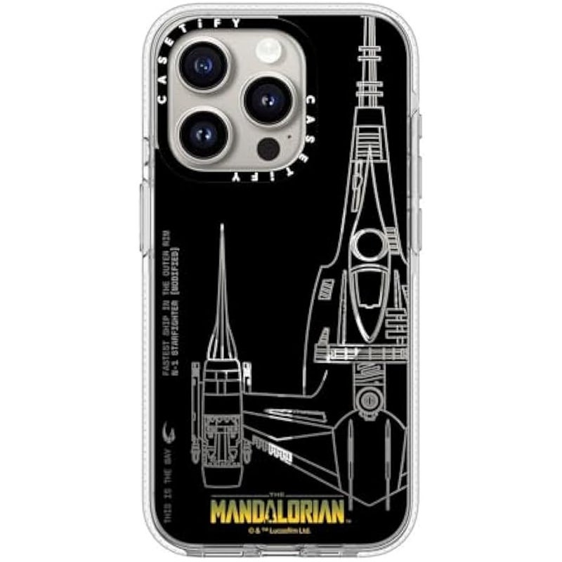 Casetify Clear iPhone 15 Pro Case 【Mandalorian Co-Lab/Not Yellowing / 6.6ft Drop Protection/Compatible with Magsafe】 - N-1 Starfighter - Clear - Image 1