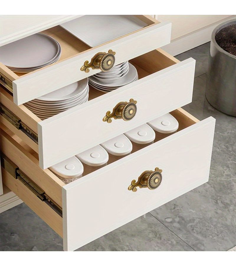 8 Pcs Antique Copper Cabinet Handles European Retro Zinc Alloy Single Hole Round Knobs Pulls For Desk Drawer Door Furniture - Image 2