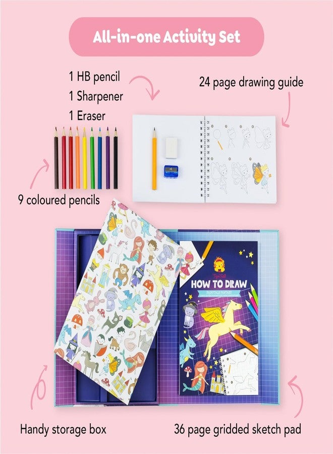 Tiger Tribe Kids How to Draw Fairytale Fantasy Set - Guided Drawing with Color Pencils, Art Notepad, Creative Stationery Gift - Image 2
