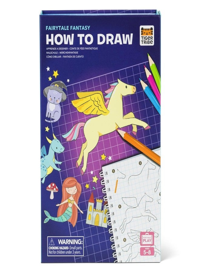 Tiger Tribe Kids How to Draw Fairytale Fantasy Set - Guided Drawing with Color Pencils, Art Notepad, Creative Stationery Gift - Image 1