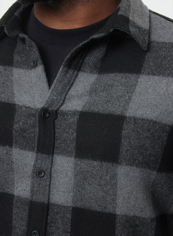 trendyol Large Size Black Winter Checkered Lumberjack Shirt TMNAW25AX00008 - Image 4