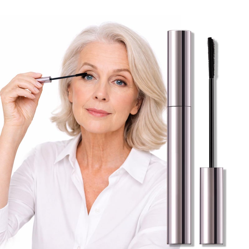 Erinde Tubing Mascara for Older Women 60 Plus, Lengthening & Volumizing for Thinning Lashes - Smudge-Proof, Flake-Free Black - Slim Micro-Brush for Hooded Eyes & Warm Water Removal - Image 1