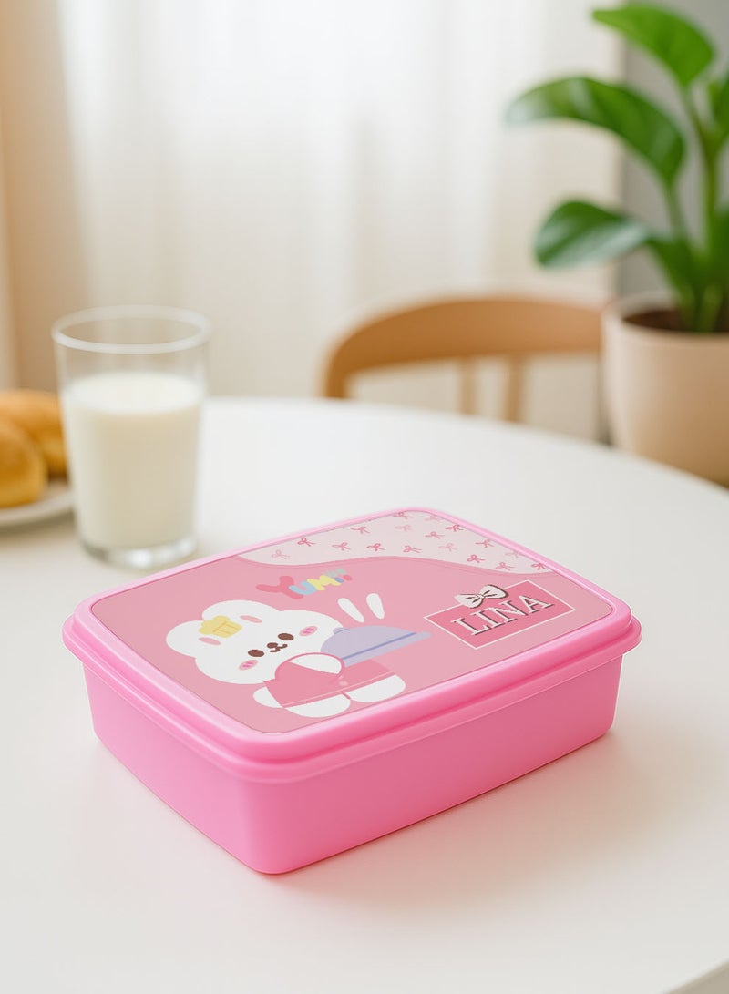 لوحة علبة طعام لانش بوكس باسم قابل للتخصيص مع تصميم قطة ملونة - Image 4