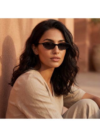 Women’s Small Ultra-Light Oval Sunglasses – 100% UV Protection, Black Frame & Black Lens - view 5
