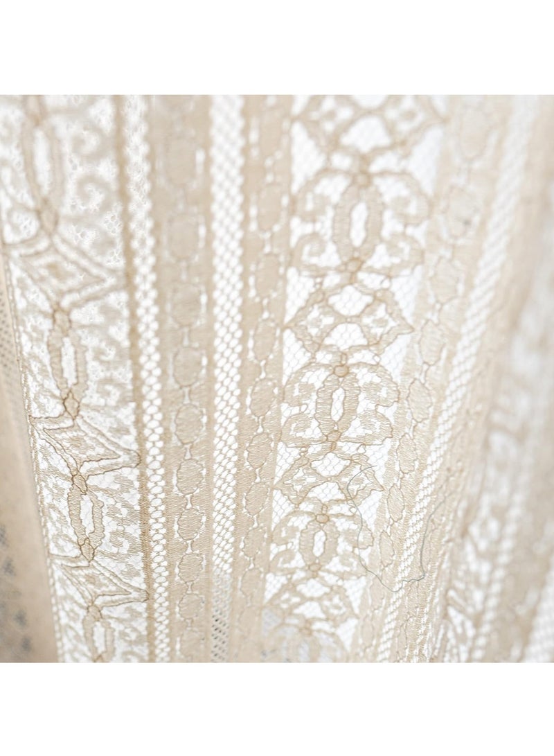 عام ستائر هوم بوهو، دانتيل كروشيه شفاف شرابة محبوكة يدويًا، ستائر ديكور نافذة بجيب قضيب لغرفة المعيشة وغرفة النوم (قطعة واحدة) - Image 5