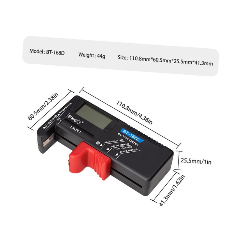 اختبار البطارية الرقمي لـ AA و AAA و 9V مع شاشة LCD لعرض الفولتية - جهاز محمول - Image 3
