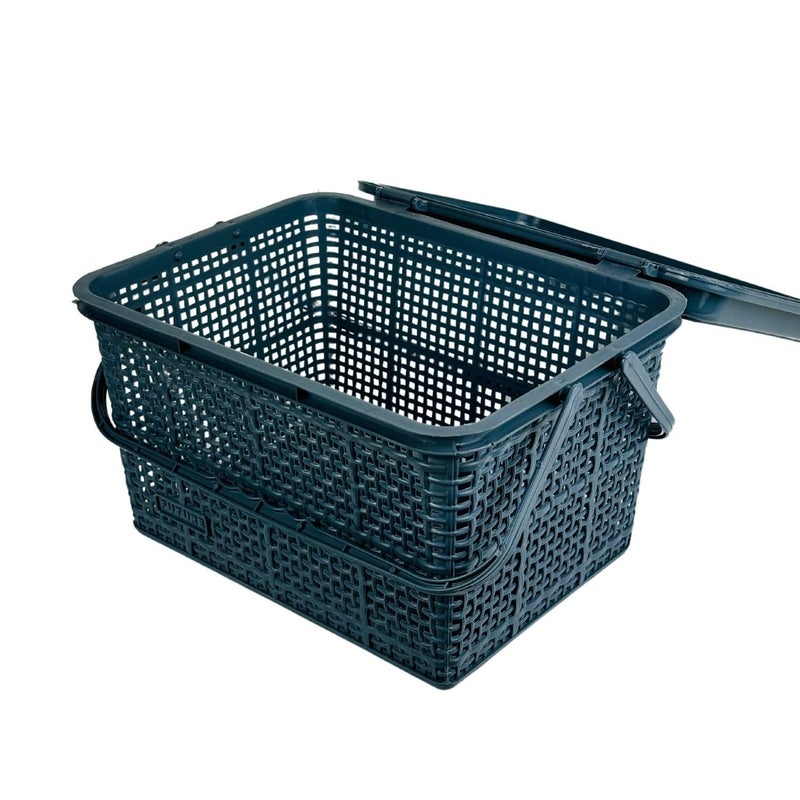 Go Hooked منظم تخزين النزهة متعدد الاستخدامات Go Hooked | صندوق تخزين بلاستيكي بعرض 40 سم وارتفاع 22.5 سم | حاوية محمولة، متينة، وواسعة للطعام، والأدوات، والضروريات الخارجية باللون الرمادي - Image 4