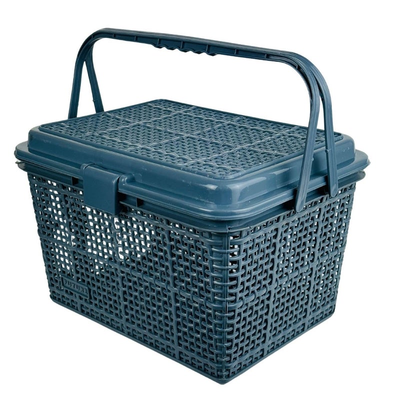 Go Hooked منظم تخزين النزهة متعدد الاستخدامات Go Hooked | صندوق تخزين بلاستيكي بعرض 40 سم وارتفاع 22.5 سم | حاوية محمولة، متينة، وواسعة للطعام، والأدوات، والضروريات الخارجية باللون الرمادي - Image 5