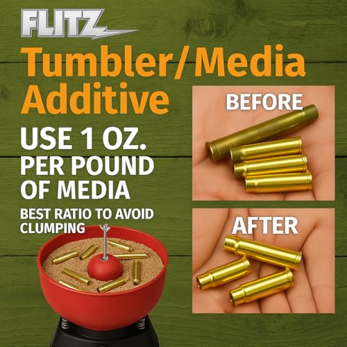 Flitz Tumbler Media Additive - 16oz Bottle of USA-Made Brass Cleaner Reloading Liquid for Ammo, Copper, & All Metals - Ammonia-Free Tumbling Polish to Remove Oxidation, Powder Residue (1 Pack) - Image 2