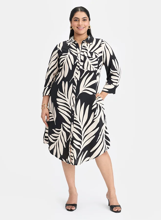 Virgio VIRGIO 100% Viscose Tropic Midi Shirt Dress