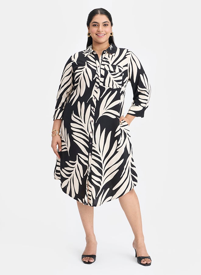 Virgio VIRGIO 100% Viscose Tropic Midi Shirt Dress - Image 2