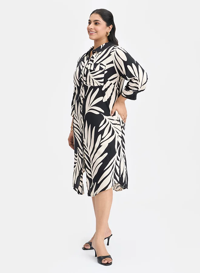 Virgio VIRGIO 100% Viscose Tropic Midi Shirt Dress