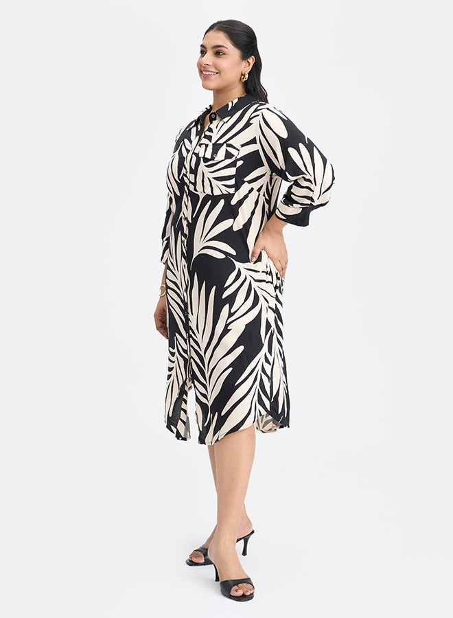 Virgio VIRGIO 100% Viscose Tropic Midi Shirt Dress - Image 4