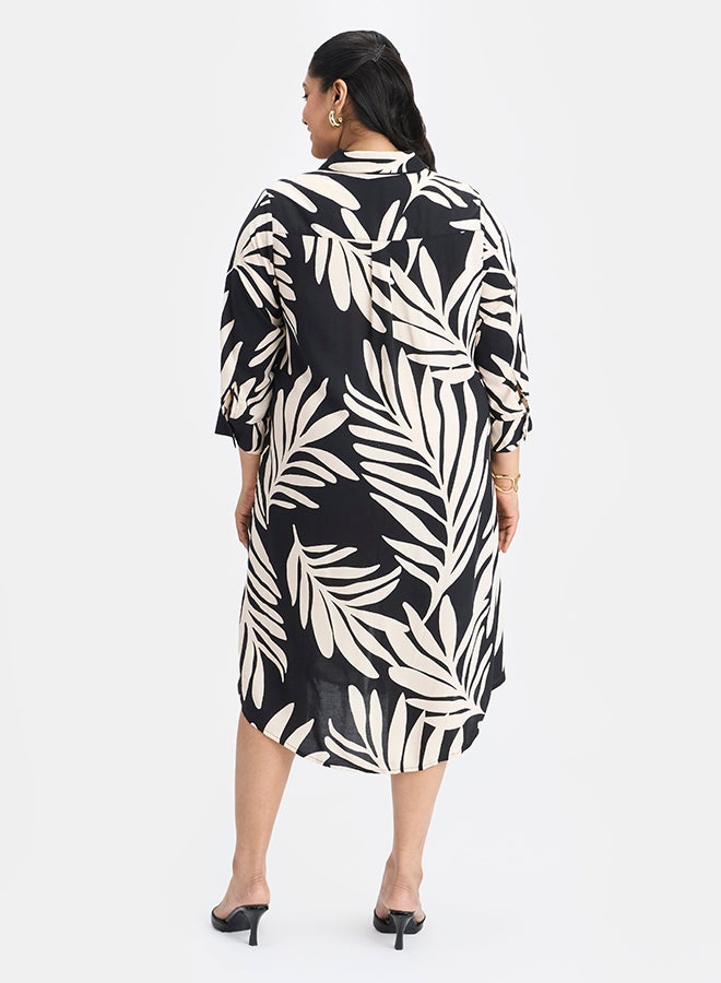 Virgio VIRGIO 100% Viscose Tropic Midi Shirt Dress - Image 3