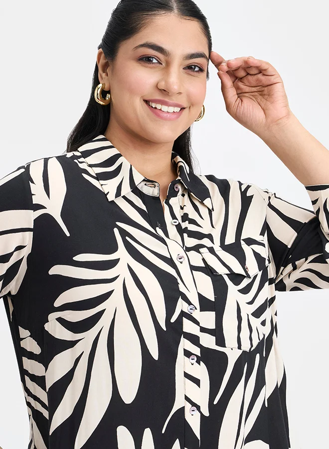 Virgio VIRGIO 100% Viscose Tropic Midi Shirt Dress